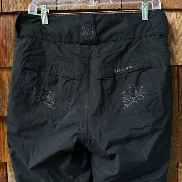 EUC Columbia Black Titanium Snowboard/Ski Pants Flower Detail in Women's Small - Picture 9 of 13